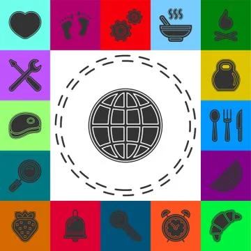 Vector earth globe illustration. planet symbol. world map icon Stock Illustration