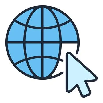 Vector Earth Globe with Mouse Cursor blue icon or symbol 스톡 일러스트