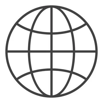 Vector Earth Globe simple round icon or symbol in outline style Stock Illustration