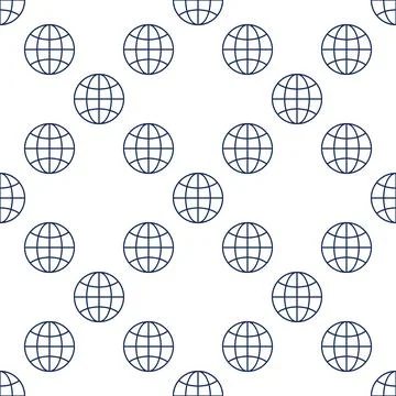 Vector Earth Globe simple round seamless pattern in outline style Illustrazione stock