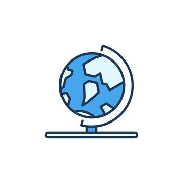 Vector Earth Globe on Stand concept colored simple icon or sign Stock Illustration
