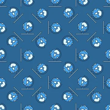 Vector Earth Globe on Stand concept colored seamless pattern Stock Illustration