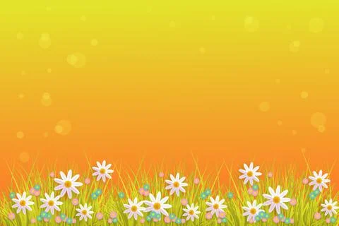 Vector easter background with flowers, grass Stock Illustration