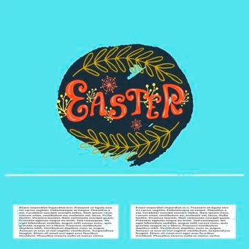 Vector Easter banner with lettering text and outline Stock Illustration