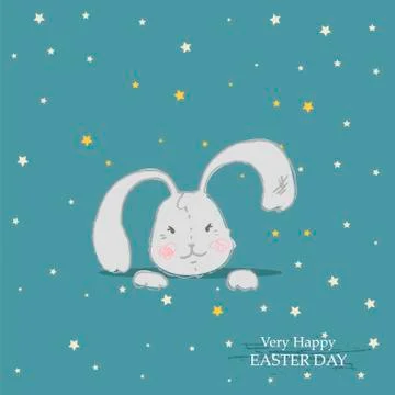 Vector Easter bunny with big ears . Stockillustratie