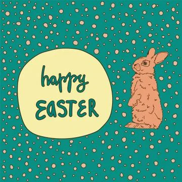 Vector Easter Bunny with an inscription. Greeting Card with vector background. A Stock Illustration