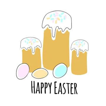 Vector Easter cake and egg Happy Easter greeting card Stock Illustration