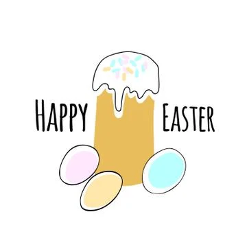 Vector Easter cake and egg Happy Easter greeting card Stock Illustration
