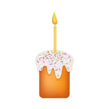 Vector easter cake with icing and candle Illustrazione stock
