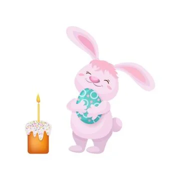 Vector easter cake, rabbit holding easter egg Illustrazione stock