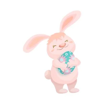 Vector easter cake, rabbit holding easter egg Stock Illustration