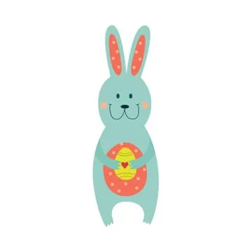 Vector easter cake, rabbit holding easter egg Stockillustratie