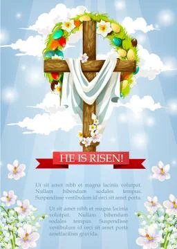 Vector Easter crucifix cross and Christ shroud 스톡 일러스트