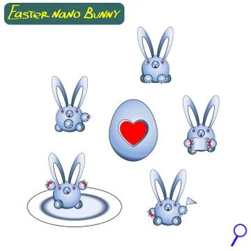 Vector Easter. Cute nano rabbits robotic assistants. A set of hares robot Stock Illustration