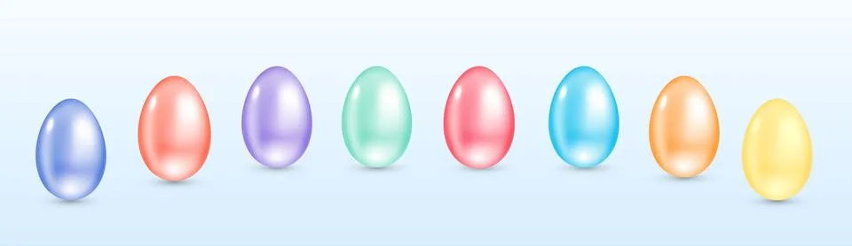 Vector easter decorated eggs in realistic 3d style. Stock Illustration