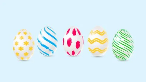 Vector easter decorated eggs in realistic 3d style. Stock Illustration