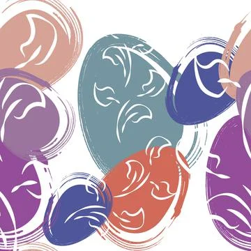 Vector. Easter design with hand drawn brush strokes, pastel color eggs. Stock Illustration