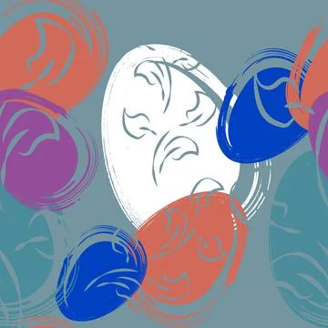 Vector. Easter design with hand drawn brush strokes, pastel color eggs. Stock Illustration