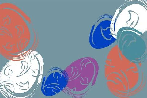 Vector. Easter design with hand drawn brush strokes, pastel eggs. Stock Illustration