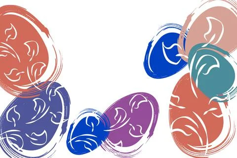 Vector. Easter design with hand drawn brush strokes, pastel eggs. Stock Illustration