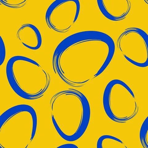 Vector. Easter design with hand drawn brush strokes yellow-blue eggs. Stock Illustration