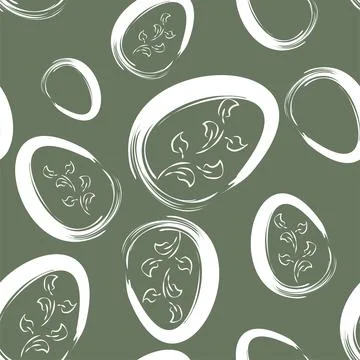 Vector. Easter design with hand drawn brush strokes, pastel color eggs. Stock Illustration
