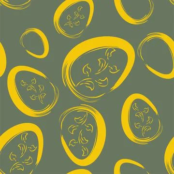 Vector. Easter design with hand drawn brush strokes, pastel color eggs. Stock Illustration