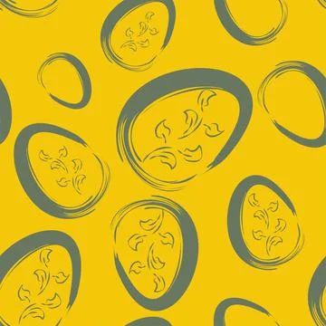 Vector. Easter design with hand drawn brush strokes, pastel color eggs. Stock Illustration