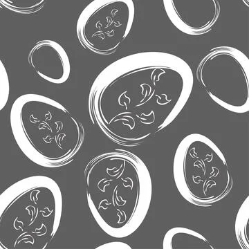 Vector. Easter design with hand drawn brush strokes, gray, white eggs. Stock Illustration