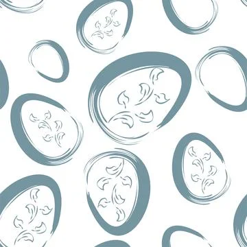 Vector. Easter design with hand drawn brush strokes, pastel color eggs. Stock Illustration