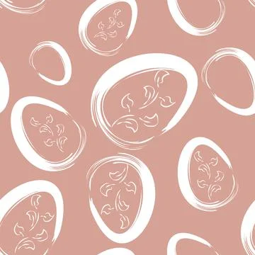 Vector. Easter design with hand drawn brush strokes, pastel color eggs. Stock Illustration