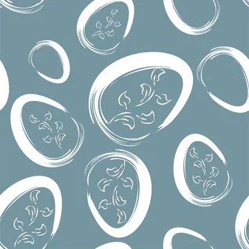 Vector. Easter design with hand drawn brush strokes, pastel color eggs. Stock Illustration