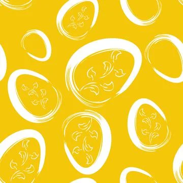 Vector. Easter design with hand drawn brush strokes, pastel color eggs. Stock Illustration