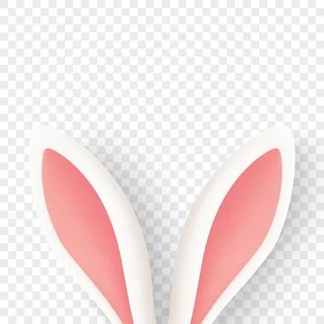 Vector Easter Design Template - White 3D Bunny Ears Closeup Isolated. Cute Stockillustratie