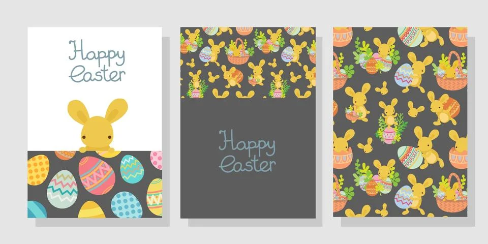 Vector easter egg frame template with rabbit Illustrazione stock