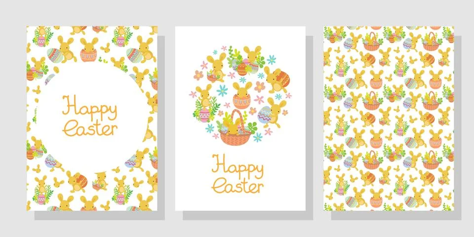 Vector easter egg frame template with rabbit Stock Illustration