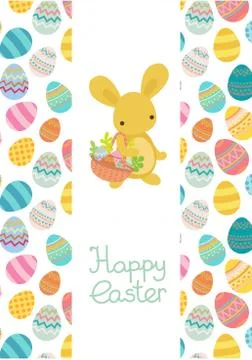 Vector easter egg frame trmplate with rabbit Illustrazione stock