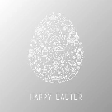 Vector easter egg with hand drawn elements. Ornamental design 스톡 일러스트