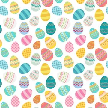 Vector easter egg seamless pattern bright colored Stock Illustration