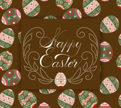 Vector Easter eggs pattern ornament with an elegant typography. Happy Easter  库存插图