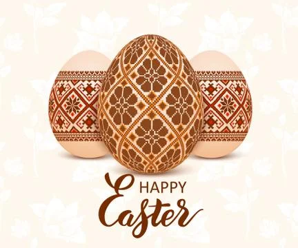 The vector Easter eggs with an Ukrainian folk pattern ornament. Isolated vect Stockillustratie