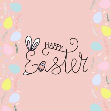 Vector easter frame with lettering illustration Stock Illustration