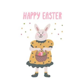 Vector Easter greeting card with a  female rabbit Stock Illustration