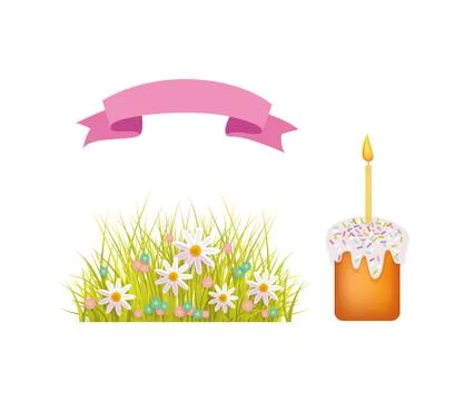 Vector easter holiday spring objects set icon Stock Illustration