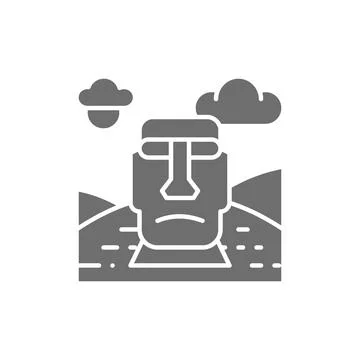 Vector Easter Island, Chile, landmark grey icon. Illustrazione stock