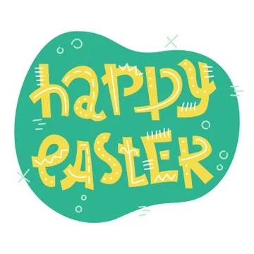 Vector easter lettering with doodles - Happy Easter day. Illustrazione stock