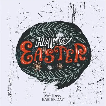 Vector Easter lettering with leaves and flowers Stock Illustration