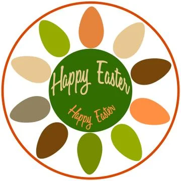 Vector Easter logo with colorful eggs in a circle Illustrazione stock