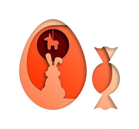 Vector easter in paper art style Stock Illustration