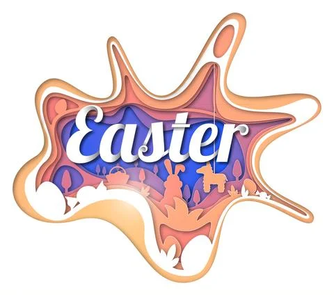 Vector easter in paper art style Stock Illustration